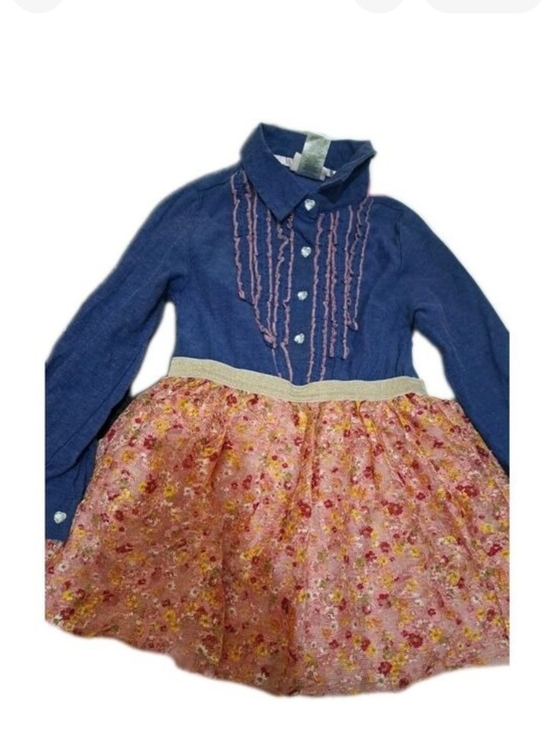 Pink & Violet Other - Pink And Violet Girls Denim Dress With Tulle Tutu Size 6 School Easter Dress